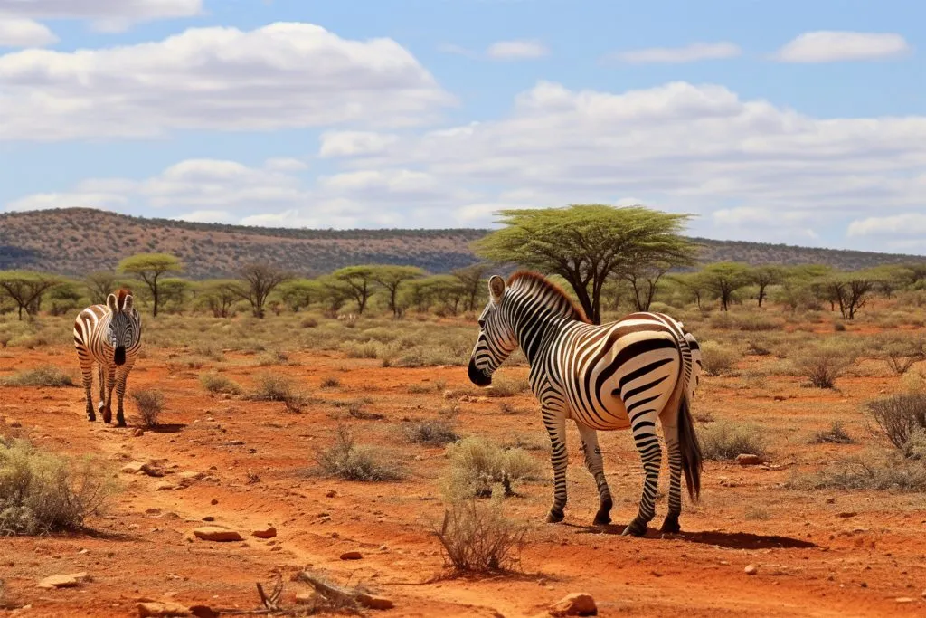 Zebras no parque nacional de tsavo leste, no Quénia